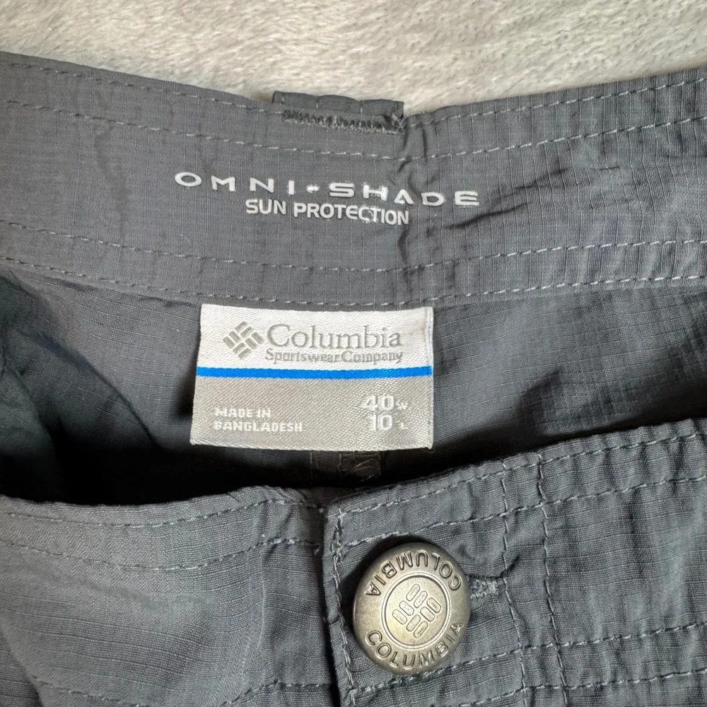 Columbia Omni-Shade Sun Protection Gray Cargo Shorts Mens 40W 10L Ripstop Hiking